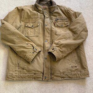 Levi Canvas Coat Men's Size XL Quilt Lined Military Chore Brown RN54163